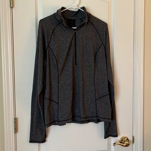 Lucy Women’s Athletic Casual Long Sleeved Dark Gray Top Pullover With Zip-XL